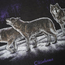 Load image into Gallery viewer, Vintage Wolf Night Scene Graphic T Shirt - XXL