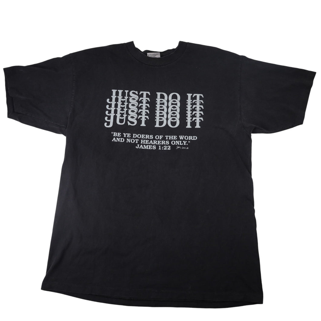 Vintage Just Do It James 1:22 Bible Verse Graphic T Shirt - XL