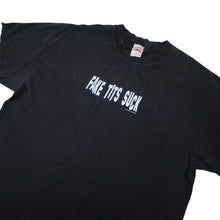 Load image into Gallery viewer, Vintage Y2k "Fake Tits Suck" Slogan T Shirt - XL