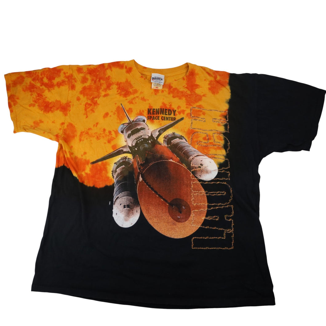 Vintage Y2k Kennedy Space Center Tie Dye Space Ship T Shirt - XL