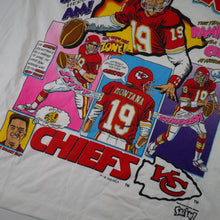 Load image into Gallery viewer, Vintage 90s Salem Sportswear Joe Montana KC Chiefs Comic SeriesT Shirt - XL