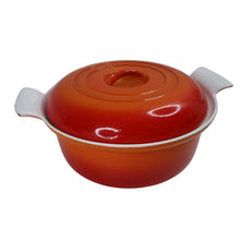 Load image into Gallery viewer, Vintage Descoware Cast Iron Enamel Flame Orange Ombre Dutch Oven - OS