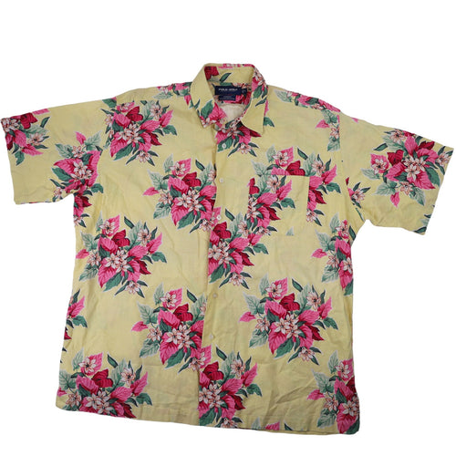 Vintage Polo Golf Ralph Lauren Linen Cotton Blend Floral Hawaiian Shirt - L