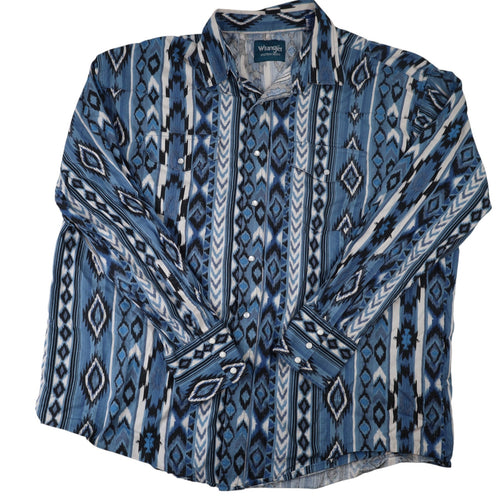 Vintage Wrangler Southwestern Print Pearl Snap Western Shirt - XL
