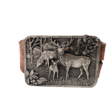 Load image into Gallery viewer, Vintage 80s Elk Family 3D Pewter Belt Buckle - OS