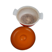 Load image into Gallery viewer, Vintage Descoware Cast Iron Enamel Flame Orange Ombre Dutch Oven - OS