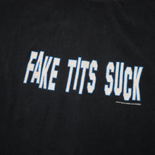 Load image into Gallery viewer, Vintage Y2k "Fake Tits Suck" Slogan T Shirt - XL