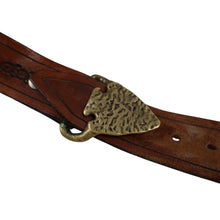 Load image into Gallery viewer, True Vintage 70s Brass Arrow Head Belt Buckle and Embossed Belt - 36&quot;-38&quot;