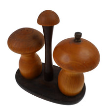 Load image into Gallery viewer, Vintage 60s/70s  Wooden Mushroom Pepper Grinder and Salt Shaker Set - OS
