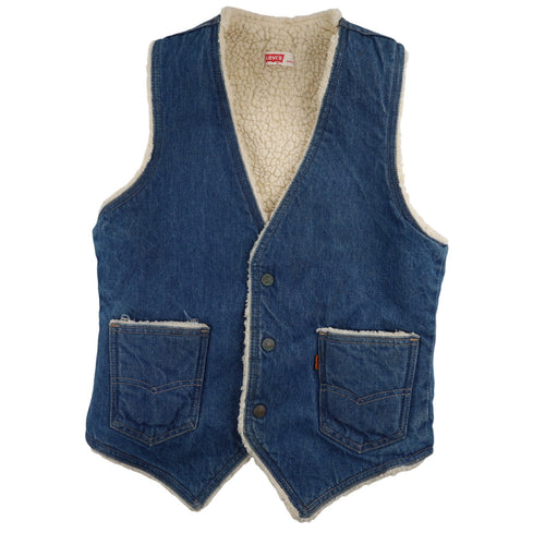 Vintage Levis Orange Tab Denim Sherpa Vest - WMNS S