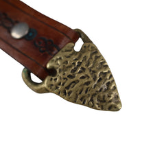 Load image into Gallery viewer, True Vintage 70s Brass Arrow Head Belt Buckle and Embossed Belt - 36&quot;-38&quot;