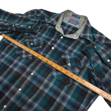 Load image into Gallery viewer, Vintage Pendleton High Grade Western Wear Shadow Plaid Pearl Snap Wool Shirt - XLT
