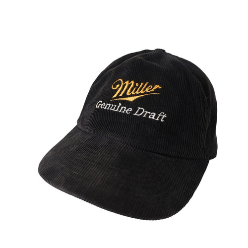 Vintage Miller Genuine Draft Corduroy Leather Strap Back Hat - OS