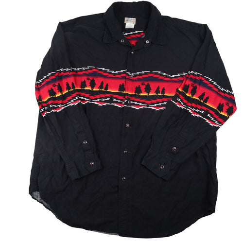 Vintage Express Riders Southwestern Cowboys Pearl Snap Down Shirt - XXL