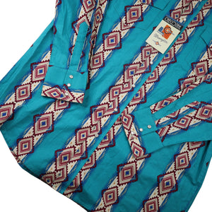 NWT Vintage Wrangler Checotah Pattern Pearl Snap Western Shirt - XLT