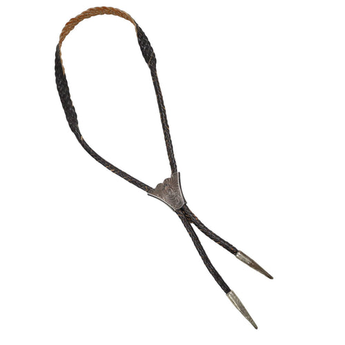 Vintage Al Beres Wage Sterling Inlay Etched Bolo Tie - OS