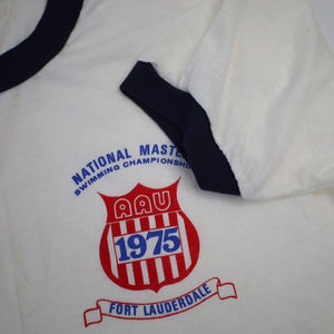 Vintage 1975 National Masters Swimming Championship Ringer Graphic T Shirt - L