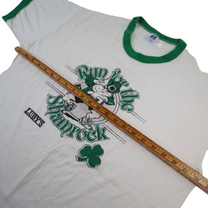 Vintage Russell Athletics Run for the Shamrock Graphic Ringer T Shirt - XL