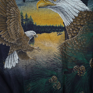 Vintage Allover Print Big Eagle Graphic Sweatshirt - XXL