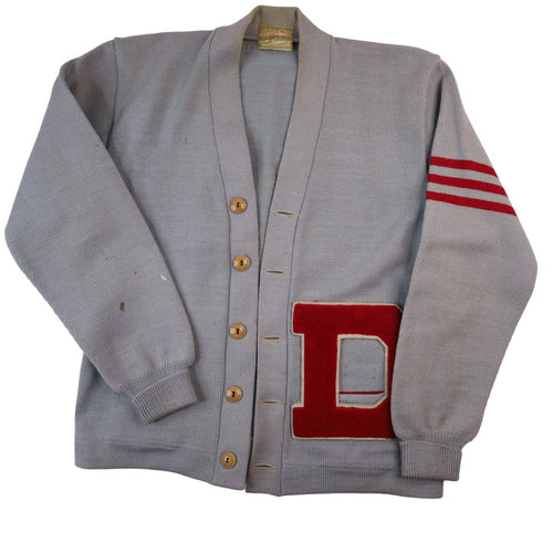 Vintage Dehen %100 Worsted Wool College Varsity Cardigan Sweater - S