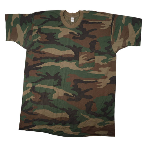 True Vintage 50/50 Poly Cotton Single Stitched Camo Pocket T Shirt - XL