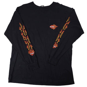 Vintage Y2k Harley Davidson Flaming Long Sleeve T Shirt - XL