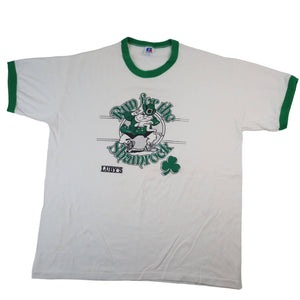 Vintage Russell Athletics Run for the Shamrock Graphic Ringer T Shirt - XL