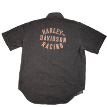 Load image into Gallery viewer, Vintage Harley Davidson Racing Embroidered Spellout Button Down Shirt - XL