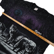 Load image into Gallery viewer, Vintage Wolf Night Scene Allover Print Graphic T Shirt