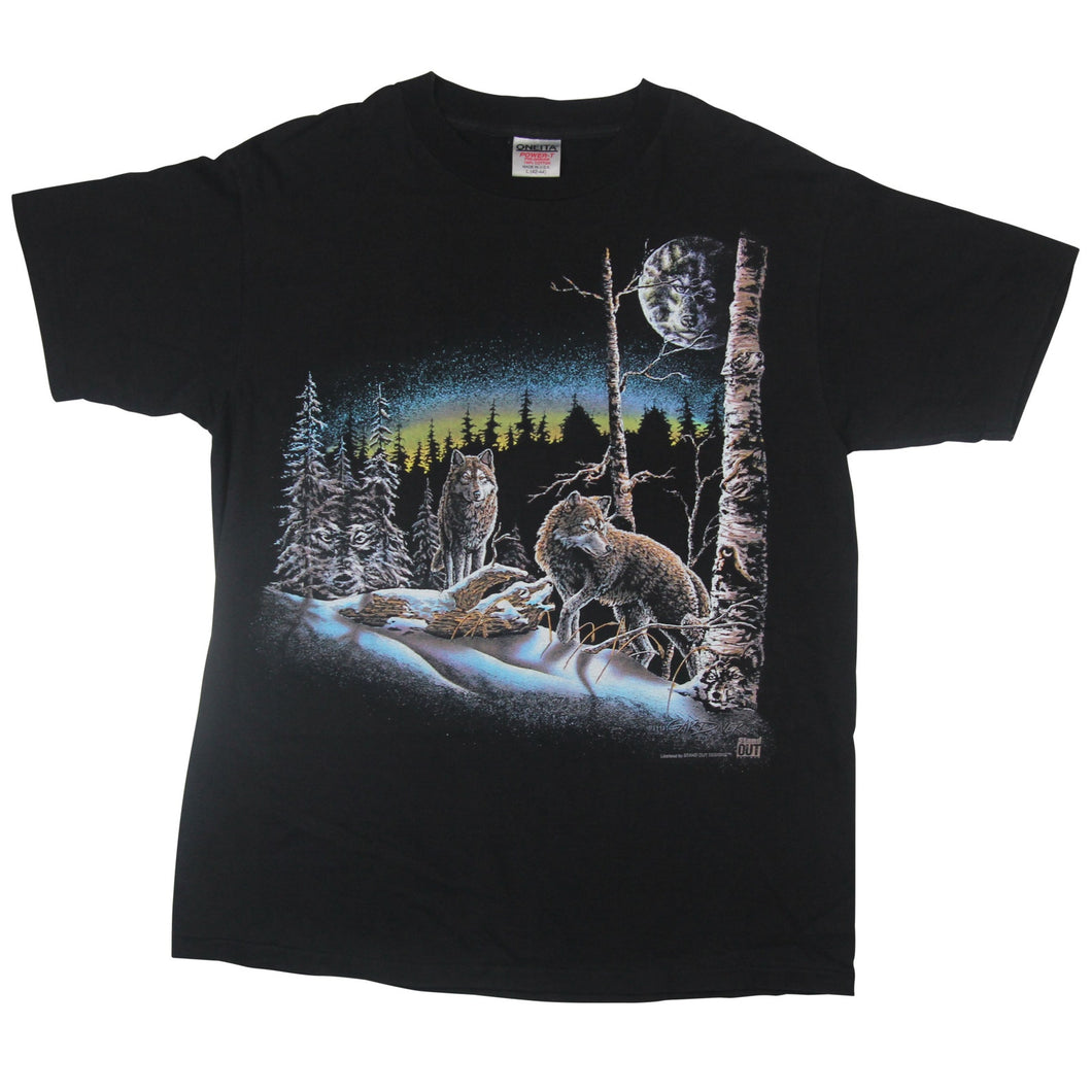 Vintage Wolf Abstract Graphic T Shirt - L