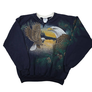 Vintage Allover Print Big Eagle Graphic Sweatshirt - XXL