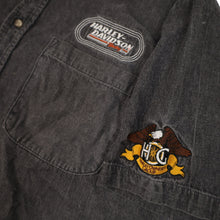 Load image into Gallery viewer, Vintage Harley Davidson Racing Embroidered Spellout Button Down Shirt - XL