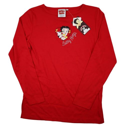 Vintage Y2k NWT Betty Boop Embroidered Dog Heart Rhinestone T Shirt - WMNS S