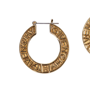 Vintage Givenchy Gold Tone Spellout Circle Earrings - OS