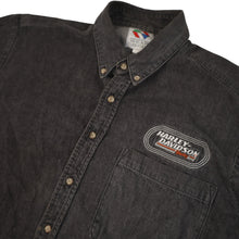 Load image into Gallery viewer, Vintage Harley Davidson Racing Embroidered Spellout Button Down Shirt - XL