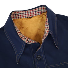Load image into Gallery viewer, Vintage Polyester Shirt Jacket with Hounds Tooth Trim - L