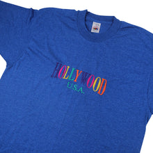 Load image into Gallery viewer, Vintage Hollywood Rainbow Spellout Embroidered T Shirt - L