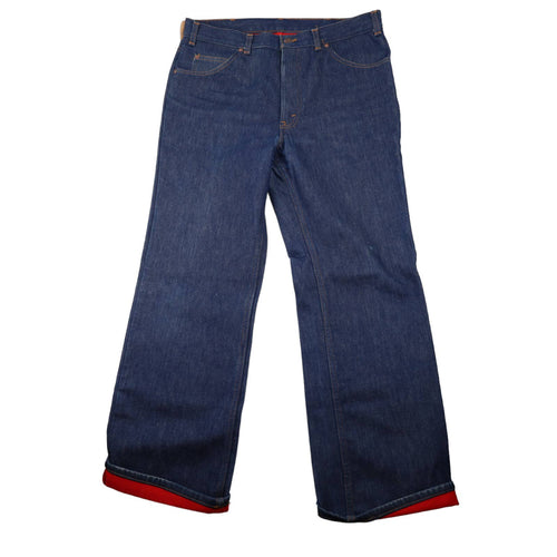 Vintage Levis 517 Boot Cut Orange Tab Flannel Lined Denim Jeans - 36