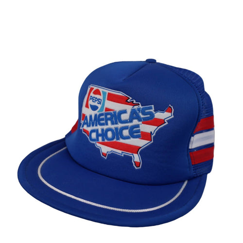 Vintage Pepsi American Choice 3 Stripe Tri Bar Snapback Trucker Hat - O
