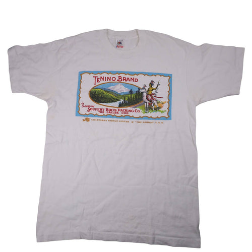 Vintage Tenino Brand Fish Tin Graphic T Shirt - L