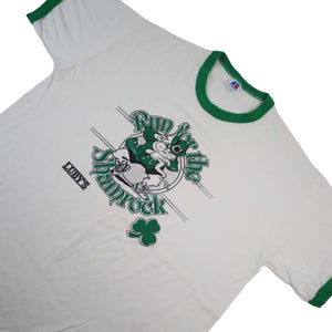 Vintage Russell Athletics Run for the Shamrock Graphic Ringer T Shirt - XL
