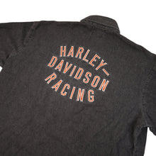 Load image into Gallery viewer, Vintage Harley Davidson Racing Embroidered Spellout Button Down Shirt - XL
