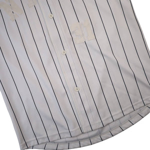Vintage Nike All Sewn Spellout Pin Striped Baseball Jersey - L