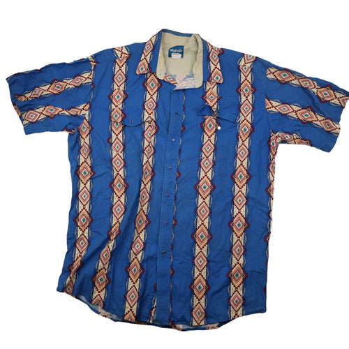 Vintage Wrangler Southwestern Aztec Print Pearl Snap Down Shirt - XXL
