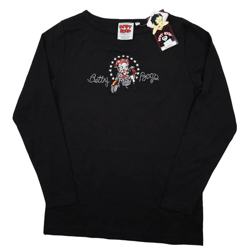 Vintage Y2k NWT Betty Boop Embroidered Motorcycle Rhinestone T Shirt - XS