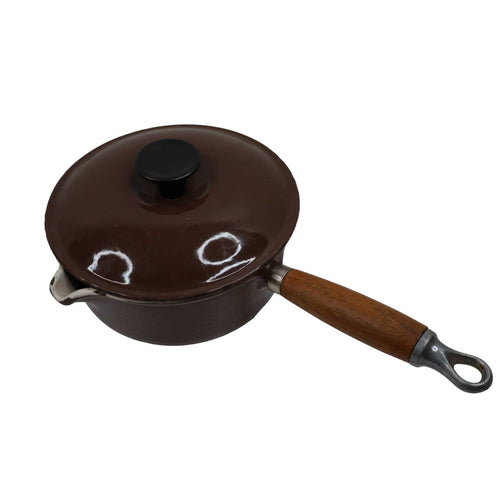 Vintage Le Creuset #18 Cast Iron Enamel Sauce Pan w/Wooden Handle - 7