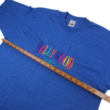 Load image into Gallery viewer, Vintage Hollywood Rainbow Spellout Embroidered T Shirt - L