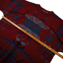 Load image into Gallery viewer, Vintage Pendleton Western Wear Aztec Snowflake Knit %100 Wool Sweater - L