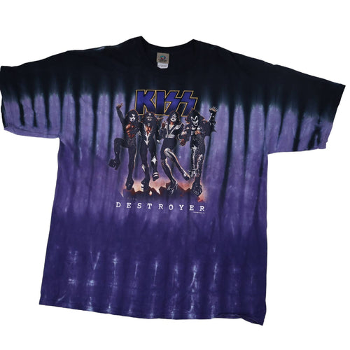 Vintage Liquid Blue KISS Destroyer Graphic T Shirt - XXL
