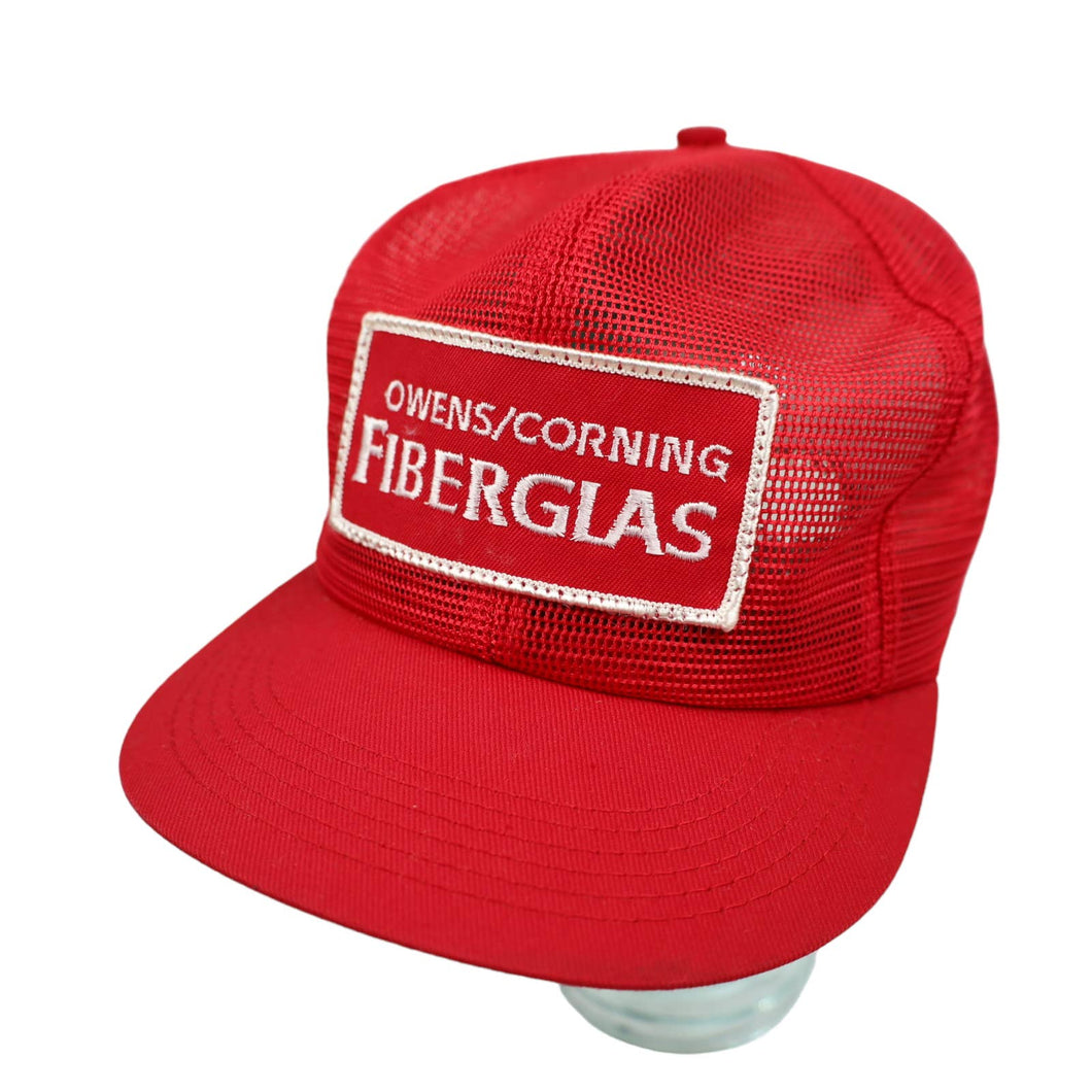 Vintage Kproducts Owens Corning fiberglas Patch Advertisement Mesh Trucker Hat